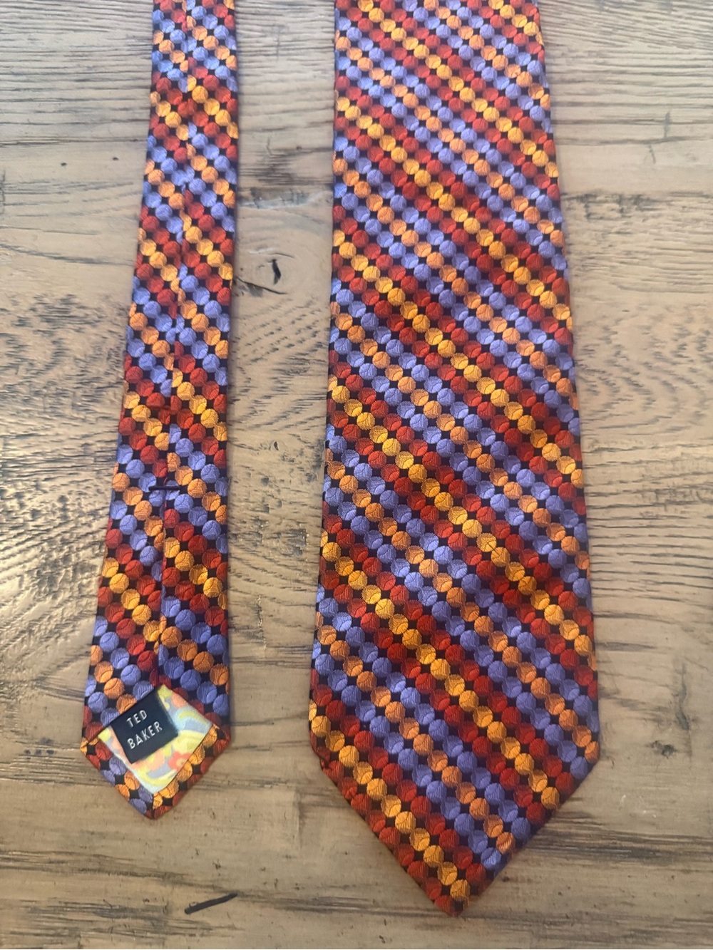 Ted Baker Multicolor Diagonal Knit Tie in Orange, Purple & Red